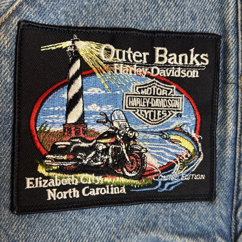 Vintage Harley-Davidson Custom Patch Denim Vest Y2K Biker Style Women’s‎ M - Picture 10 of 15